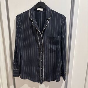 Frame Denim Navy and White Striped Shirt